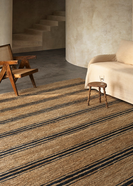 Armadillo River Ticking Stripe - Natural & Indigo