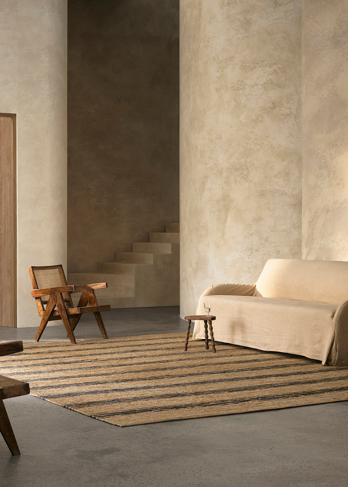 Armadillo River Ticking Stripe - Natural & Indigo